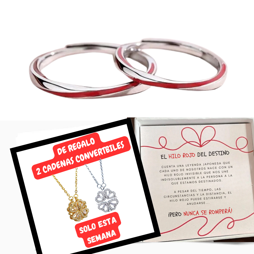 Anillo "Hilo Rojo" Oferta 2x1 + 2 CADENAS CONVERTIBLES  DE REGALO
